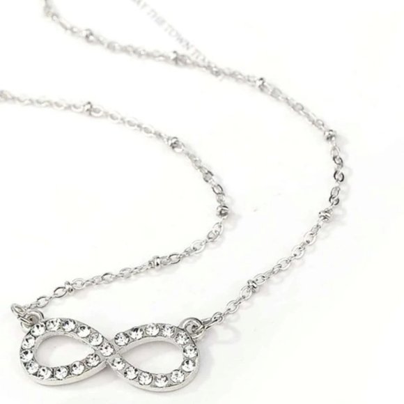 925 Sterling Silver Rhinestone Infinity Charm Necklace for Wedding Party - Picture 2 of 4